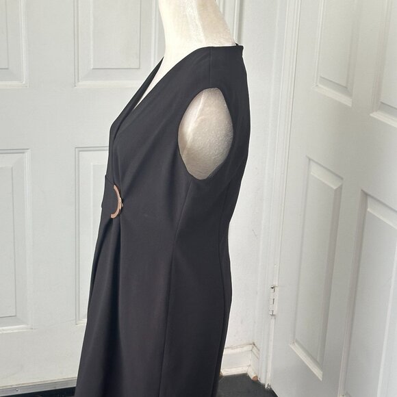Calvin Klein Dress Women's Black Faux Wrap D-Ring Sleeveless Size 10 - Picture 10 of 11